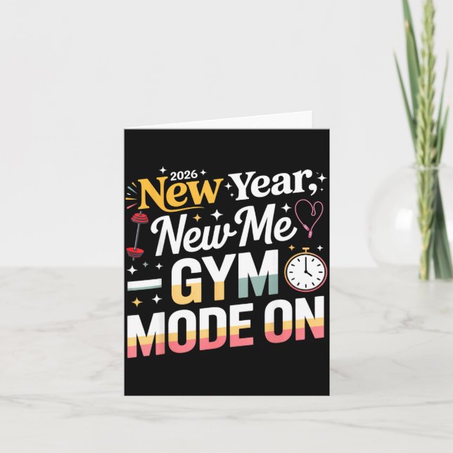 New Year New Me 2026 Funny Fitness Workout Gym Mod Card (Front)