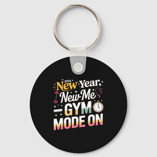 New Year New Me 2026 Funny Fitness Workout Gym Mod Key Ring (Front)