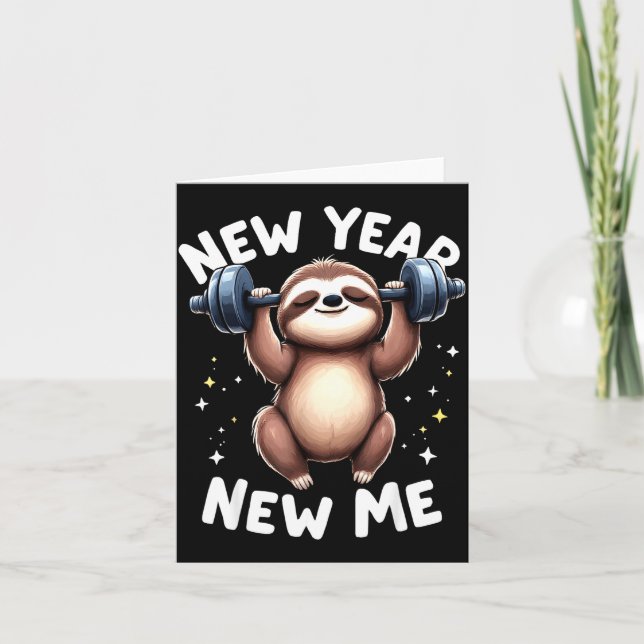 New Year New Me Funny Fitness Workout Gym Sloth We Card (Front)