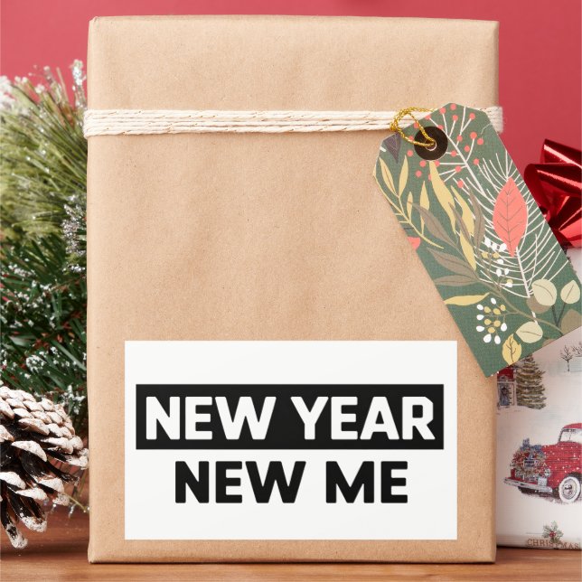 New Year New Me Inspirational Motivational Quote Rectangular Sticker (Holiday)