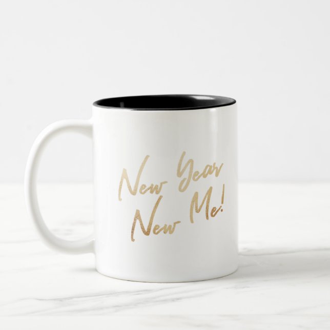 New Year, New Me Quote Two-Tone Coffee Mug (Left)