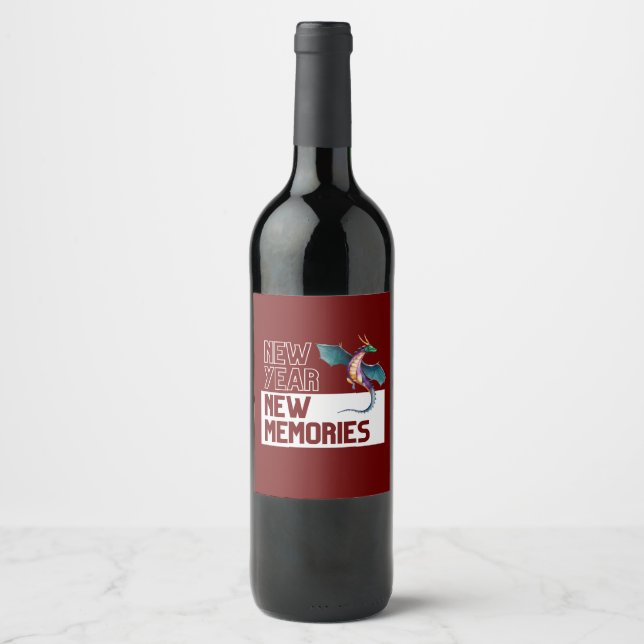 New Year New Memories Dragon Cherry Red Wine Label (Front)
