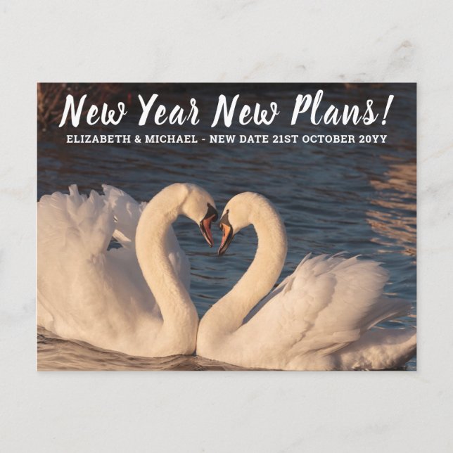 New Year New Plan Change Date BUDGET Photo Wedding Postcard (Front)
