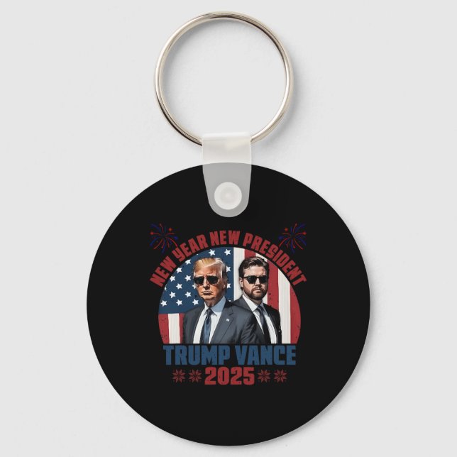 New Year New President Trump Vance President Happy Key Ring (Front)
