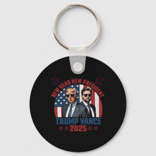 New Year New President Trump Vance President Happy Key Ring