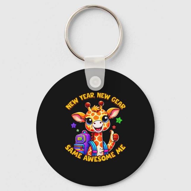 New Year New Same Awesome Me Giraffe Kids  Key Ring (Front)