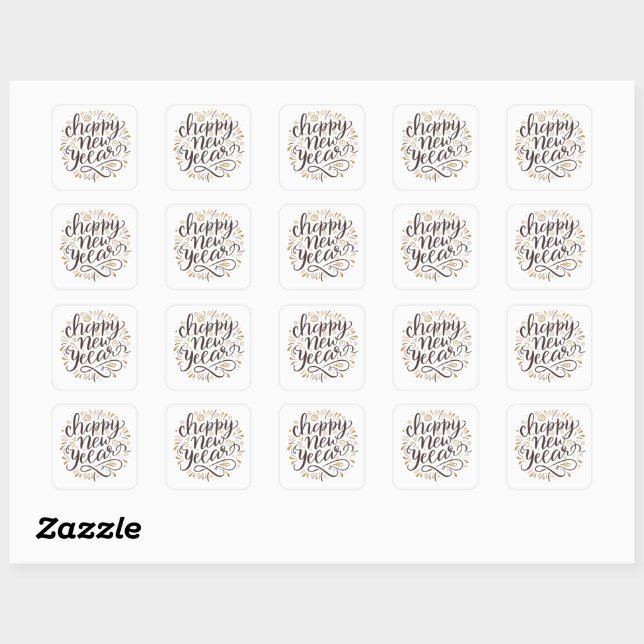 NEW YEAR New START , Happy New Years Square Sticker (Sheet)