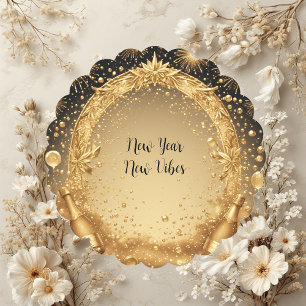 New Year New Vibes Liquid Gold Midnight Champagne  Paper Coaster