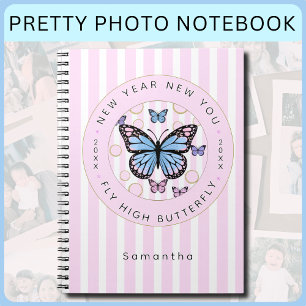 New Year New You Butterfly Custom Name Year Photo Notebook