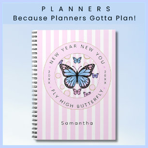 New Year New You Butterfly Custom Name Year  Planner