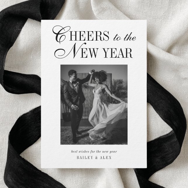 New Year Newlyweds Modern Wedding Photo Holiday Card (Creator Uploaded)