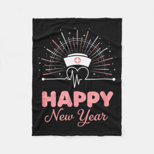 New Year Nurse Heartbeat, Happy New Year Nye Desig Fleece Blanket