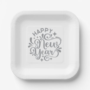New Year Paper Plate