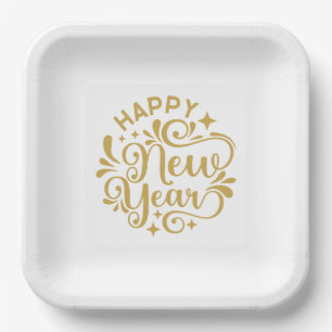 New Year Paper Plate