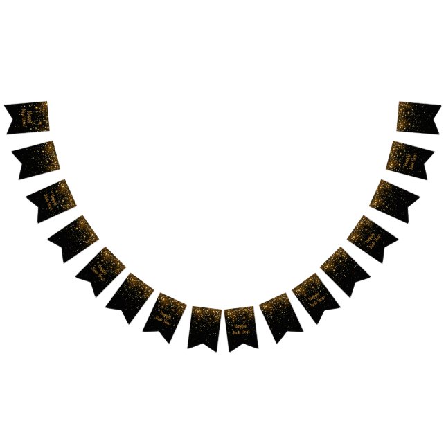 New Year Party Black and Gold Glitter Party Banner (All)