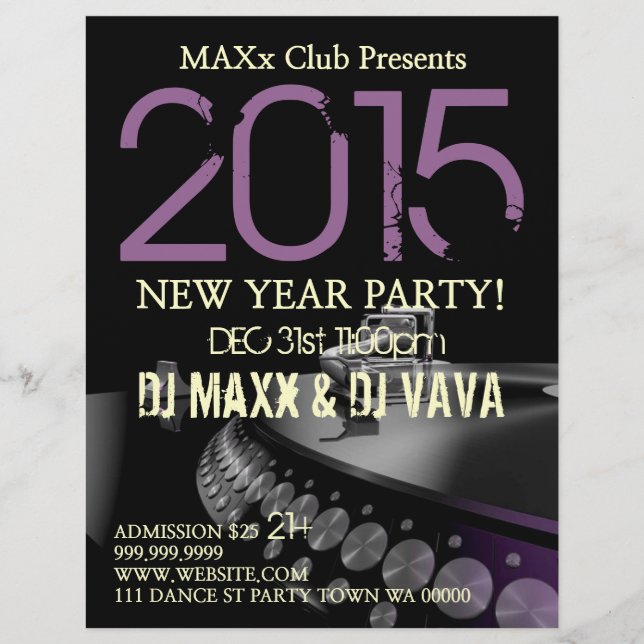 New Year Party Event Announcement DJ CLUB Flyer (Front)