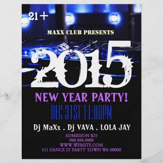 New Year Party Event Announcement Dj Club Flyer Zazzle Co Uk