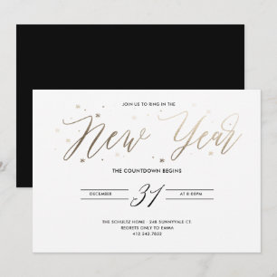 New Year Party Gold Foil Party Invitation