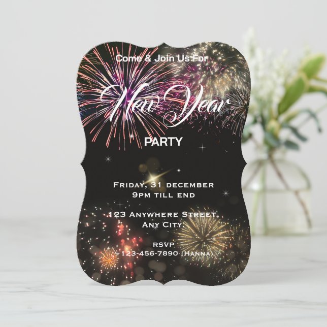 New Year Party Invitation Editable Card (Standing Front)