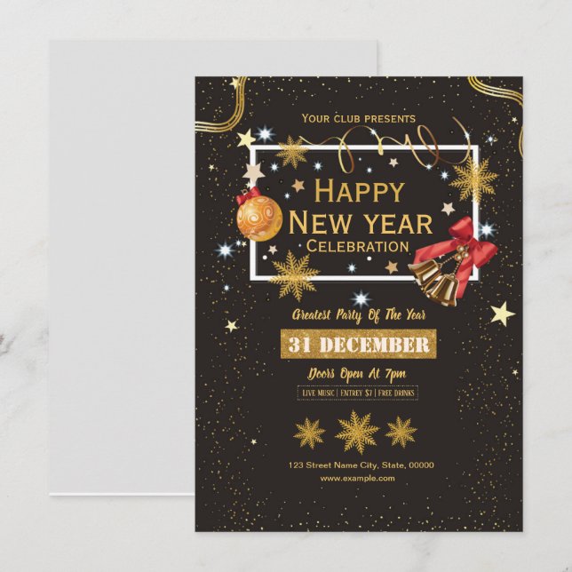 New Year Party Invitation Flyer (Front/Back)