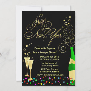 New Year Party Invitations - Champagne Brunch