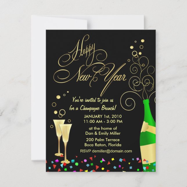 New Year Party Invitations - Champagne Brunch (Front)