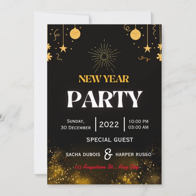 new year party personalised Invitation card (Front)