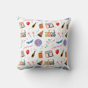 New Year pattern in colorfull illustration Cushion