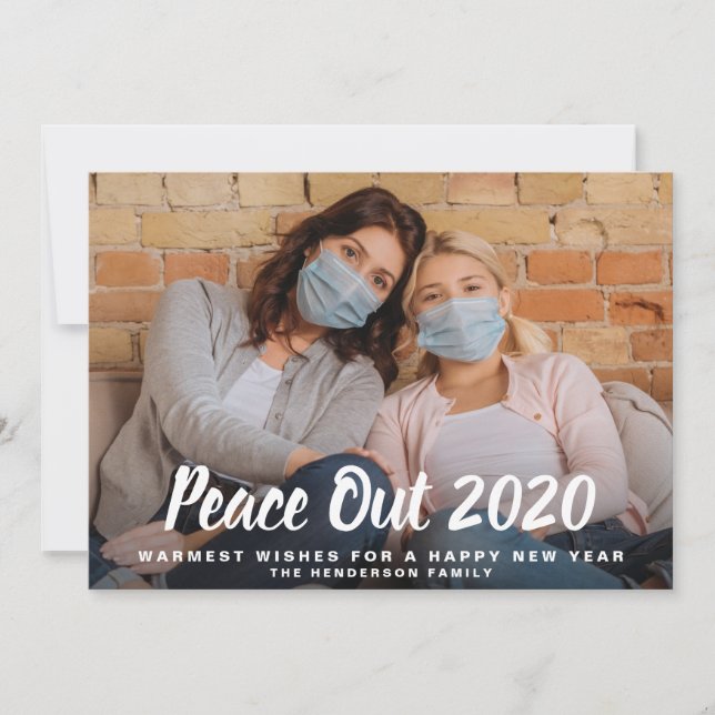 New Year Peace Out 2020 Photo Holiday Card (Front)