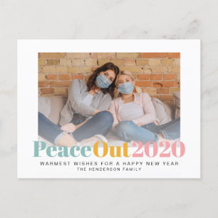 New Year Peace Out 2020 Photos Colourful Holiday Postcard