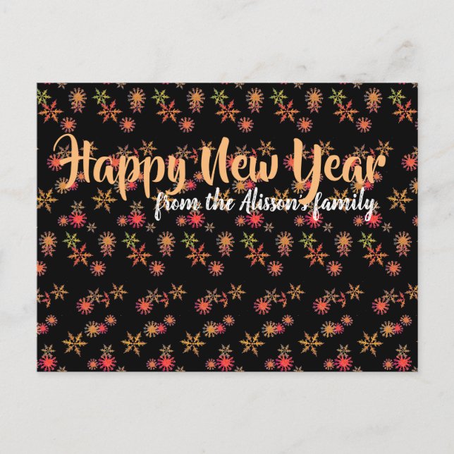 New Year personalised chic postcard (Front)