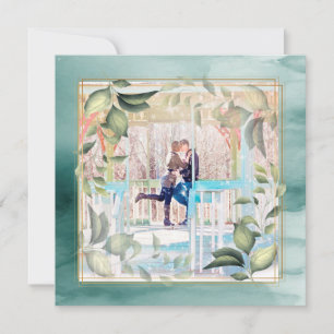 New Year Photo Boho Botanical Watercolor Romantic Holiday Card
