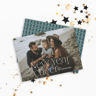 New year Photo elegant Art Deco typography modern Holiday Card