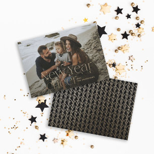 New year Photo elegant Art Deco typography modern  Holiday Card