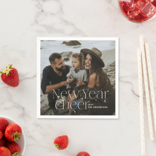 New year Photo elegant Art Deco typography modern Napkin
