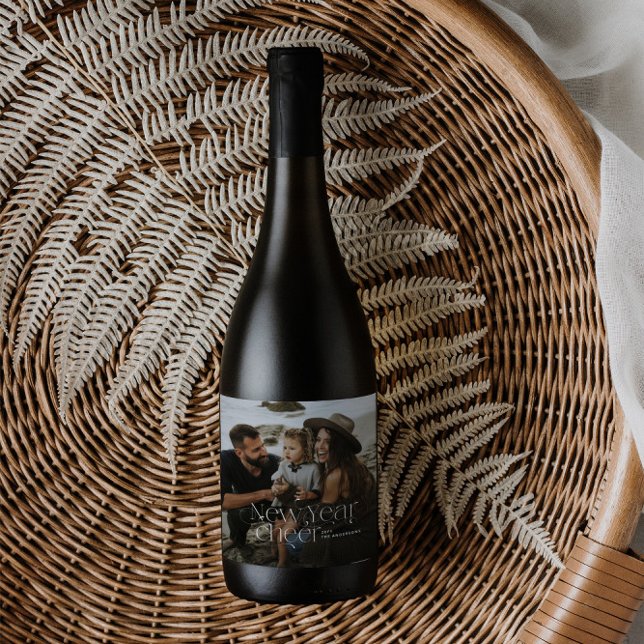 New year Photo elegant Art Deco typography modern Wine Label (Creator Uploaded)