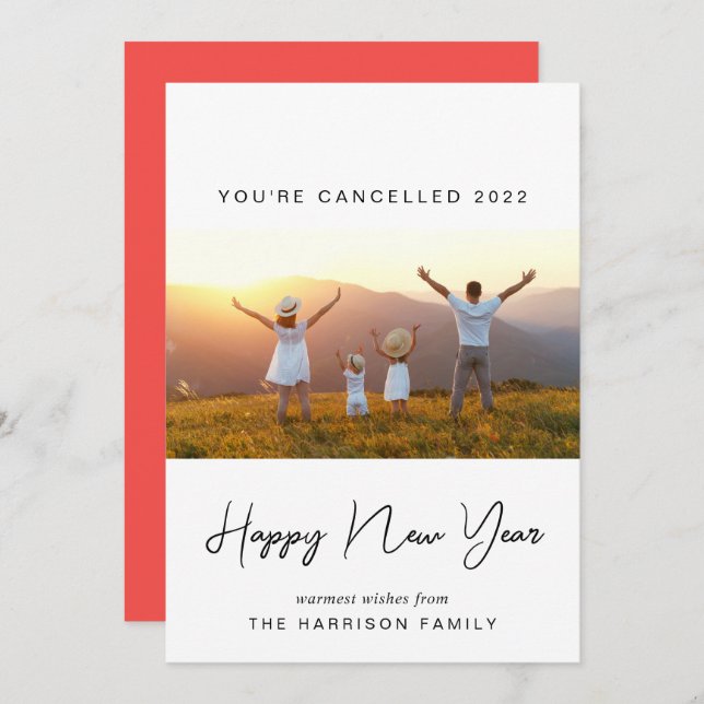 New Year Photo Minimal 2020 Cancelled Holiday Card (Front/Back)