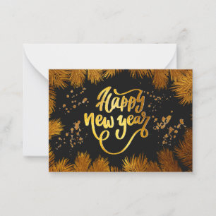 New Year Pine Gold Elegant Corporate Party Card