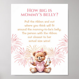 New Year Pink Baby Shower How Big Is Mummy's Belly Poster