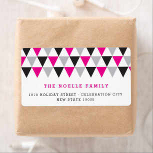 New Year Pink Geometric Triangles Holiday Address