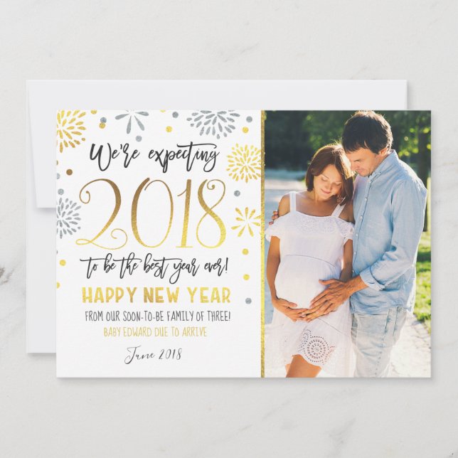 New Year Pregnancy Announcement New Year Card (Front)