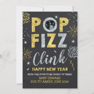 New Year Pregnancy Announcement New Year Card