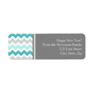 New Year Return Address Labels Grey Blue