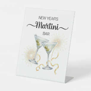 New Year’s Celebration Martini Bar Pedestal Sign