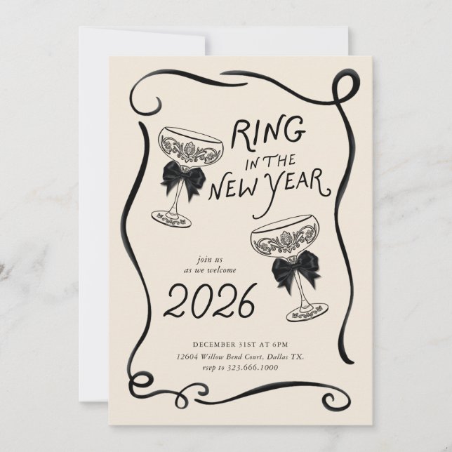 New Year’s Eve Hand Drawn Party Invite (Front)