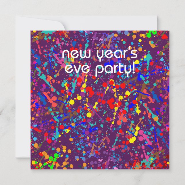 New Year’s Eve Party, Action Painting  Art Invitation (Front)
