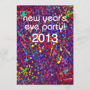 New Year’s Eve Party, Action Painting  Art Invitation
