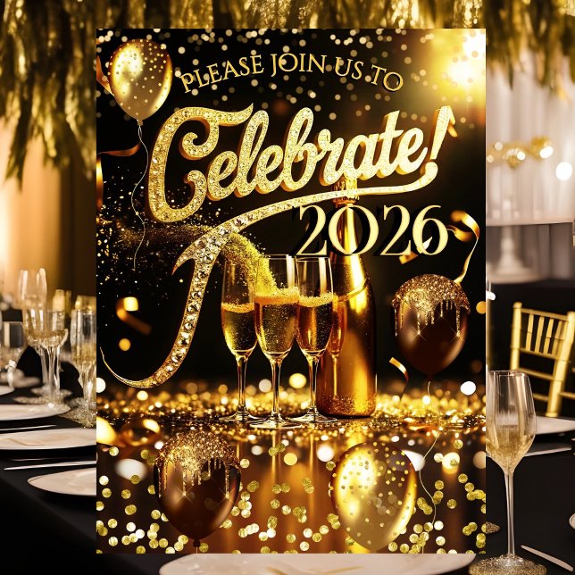New Year’s Eve Party Celebrate Champagne Streamers Invitation (Creator Uploaded)