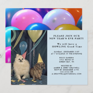 New Year’s Eve Party Dogs and Balloons Invitation