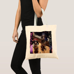 New Year’s Eve Party Dogs Fireworks Budget Tote Bag